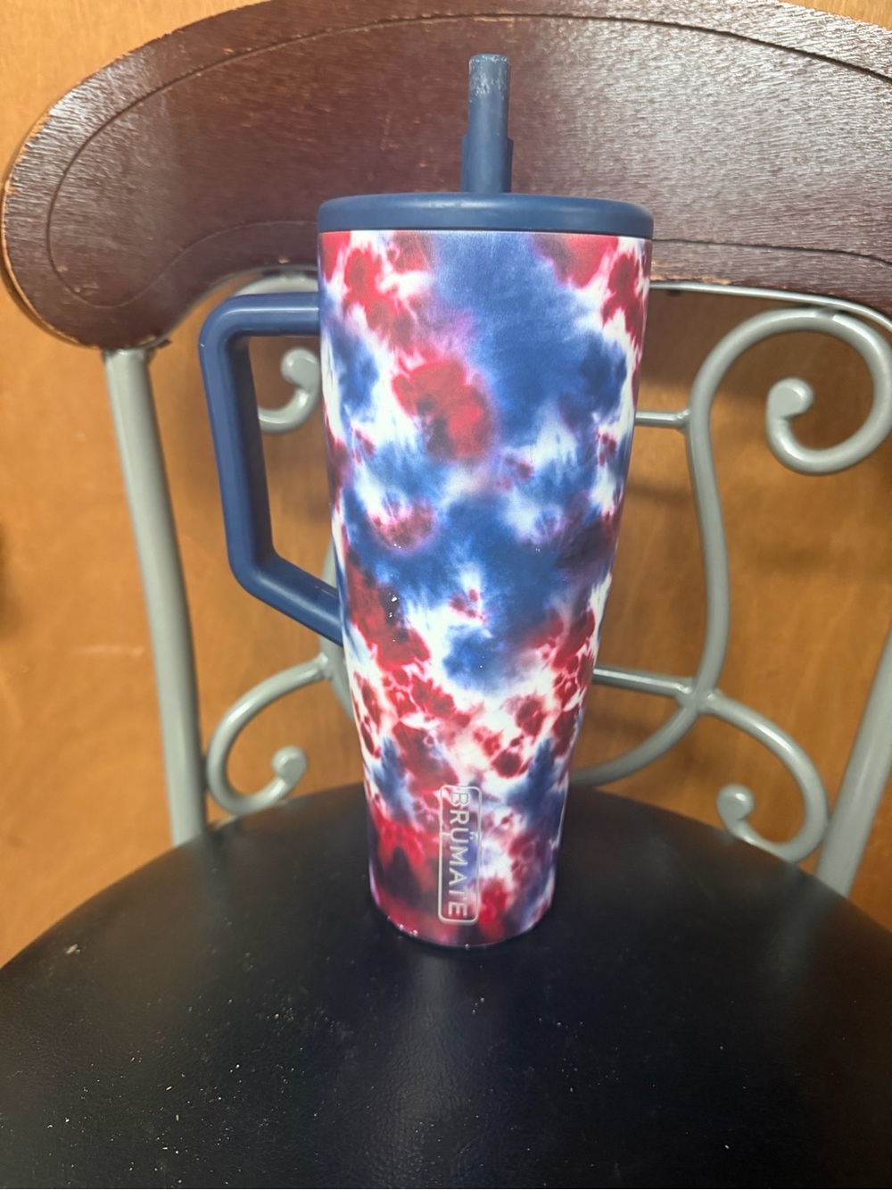 Tie-Dye Red & Blue Brúmate Era Tumbler with Handle